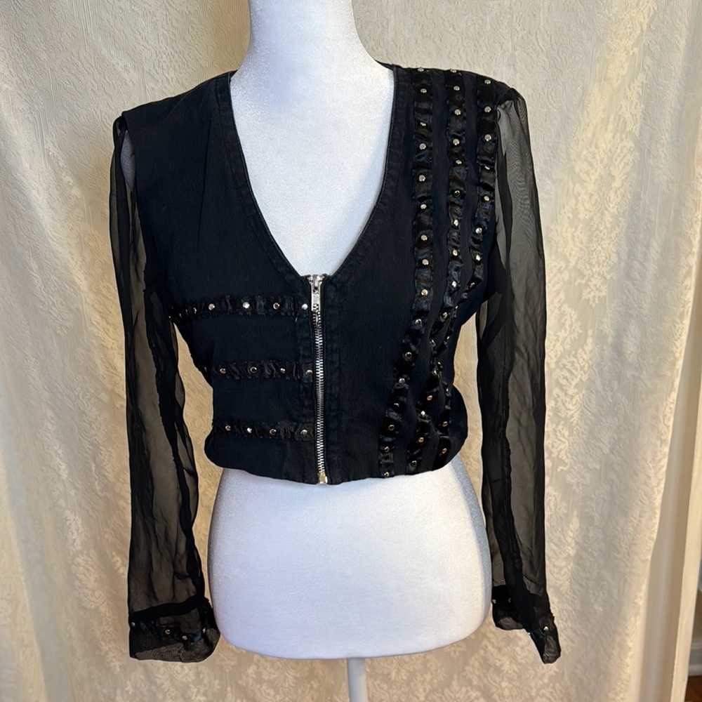 Vintage 80s Workshop Clothing Black Crop Size Medium